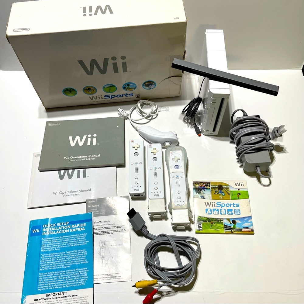 Nintendo Wii Console USED in Box RVL-001 Wii Sports Bundle TESTED WORKING!